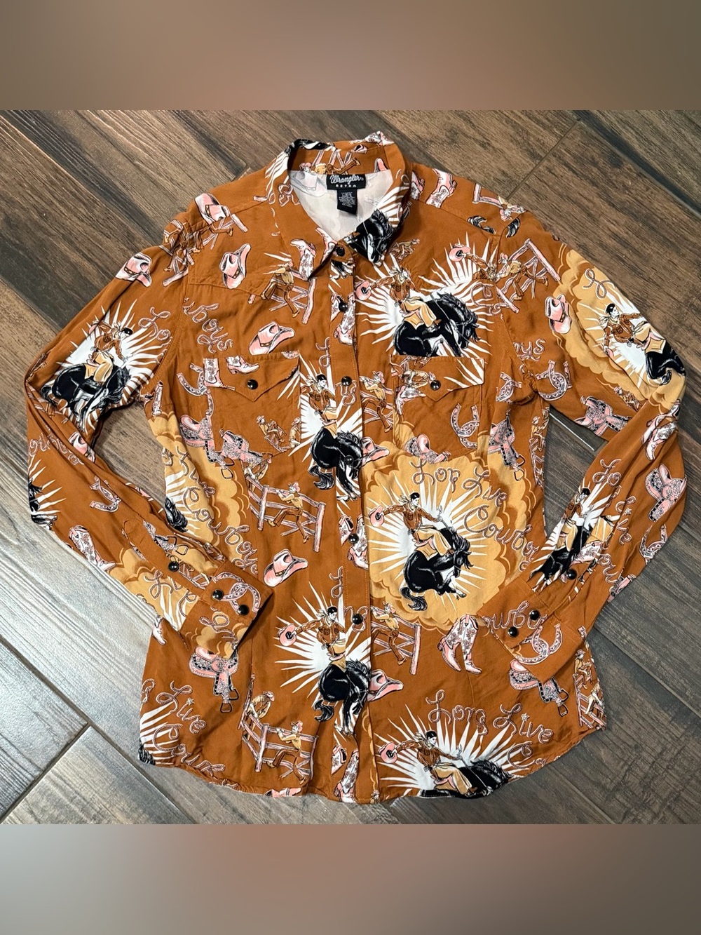 Wrangler Retro Punchy Buckaroo Button Down Sz L - Picture 3 of 4